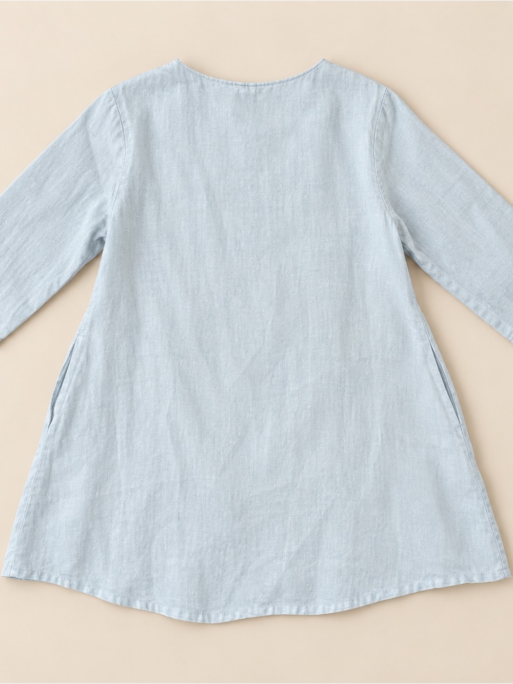 Flax 100% Linen Light Blue Pintuck Tunic - Picture 2 of 6